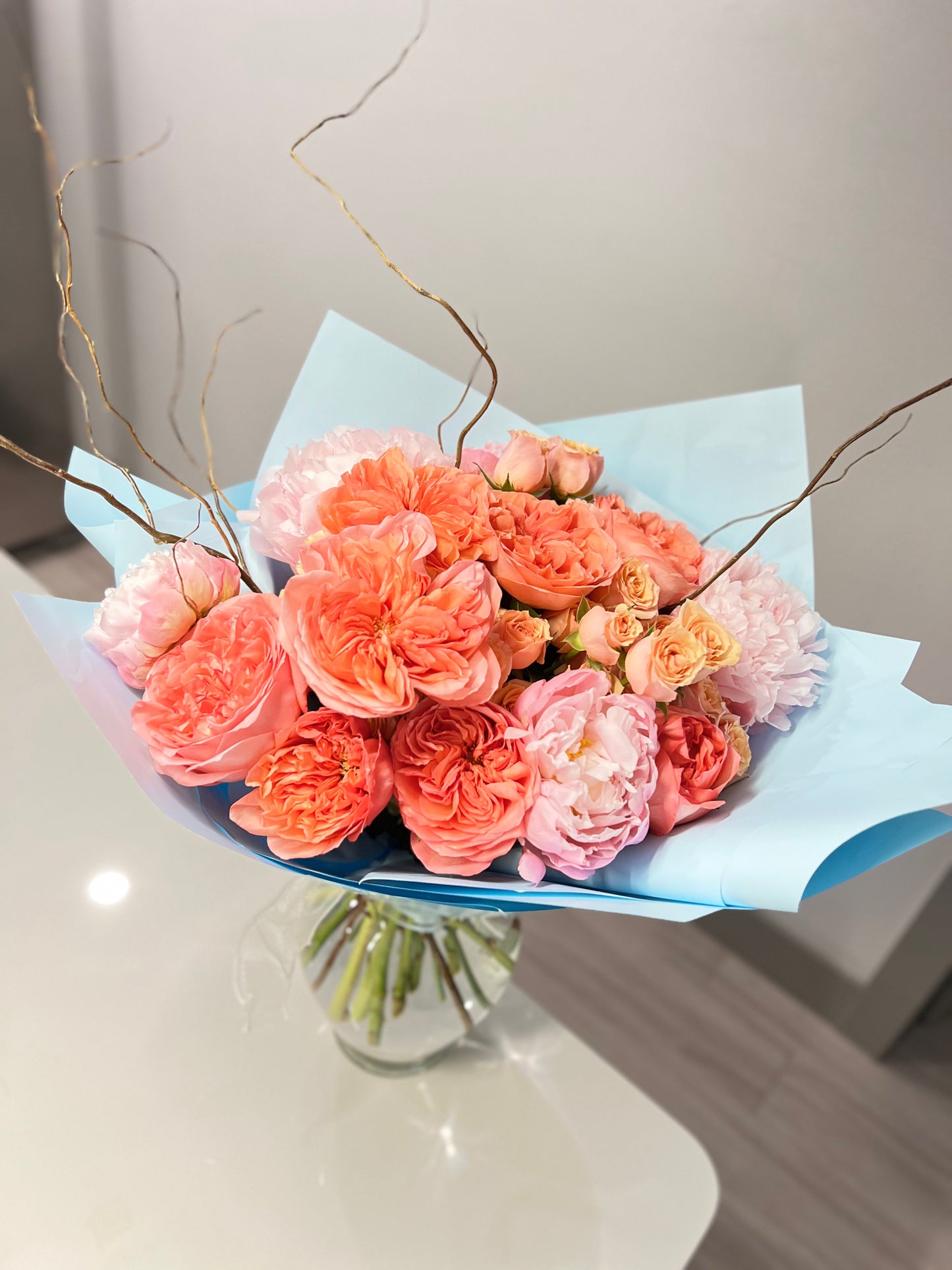 Peonies and roses