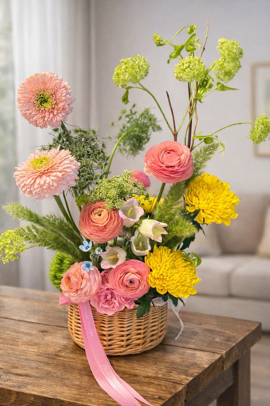 Spring Joy Basket Floral Arrangement – Naples Florist